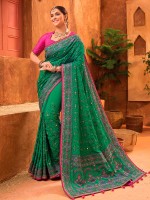Green Kacchi Banarasi Silk Saree
